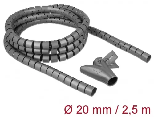 Delock Spirális kábelburkolat behúzó eszközzel 2,5 m x 20 mm szürke (DL-18844)