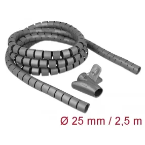   Delock Spirális kábelburkolat behúzó eszközzel 2,5 m x 25 mm szürke (DL-18845)