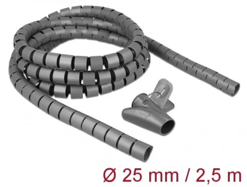 Delock Spirális kábelburkolat behúzó eszközzel 2,5 m x 25 mm szürke (DL-18845)