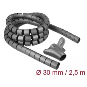  Delock Spirális kábelburkolat behúzó eszközzel 2,5 m x 30 mm szürke (DL-18846)