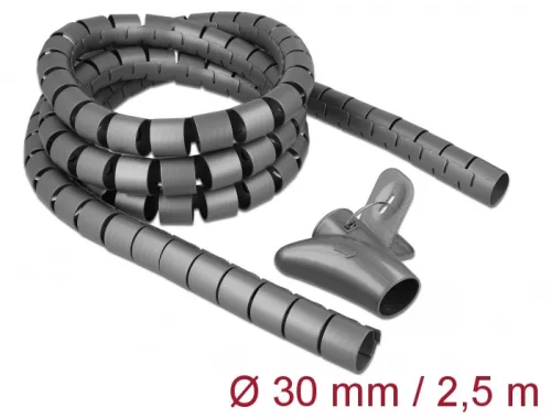 Delock Spirális kábelburkolat behúzó eszközzel 2,5 m x 30 mm szürke (DL-18846)