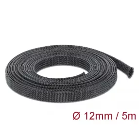   Delock Fonott kábelharisnya nyújtható 5 m x 12 mm fekete (DL-18849)
