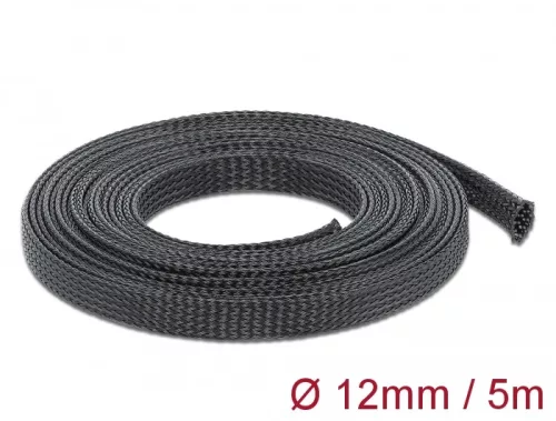 Delock Fonott kábelharisnya nyújtható 5 m x 12 mm fekete (DL-18849)