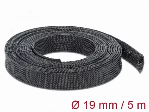 Delock Fonott kábelharisnya nyújtható 5 m x 19 mm fekete (DL-18850)