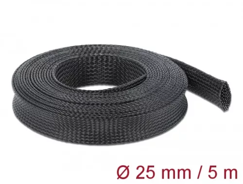 Delock Fonott kábelharisnya nyújtható 5 m x 25 mm fekete (DL-18851)
