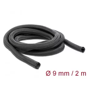   Delock Fonott kábelharisnya önzáródó 2 m x 9 mm fekete (DL-18852)