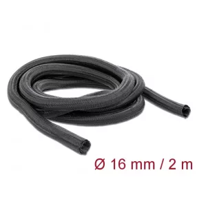   Delock Fonott kábelharisnya önzáródó 2 m x 16 mm fekete (DL-18854)