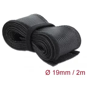   Delock Fonott kábelharisnya tépozárral 2 m x 19 mm fekete (DL-18857)