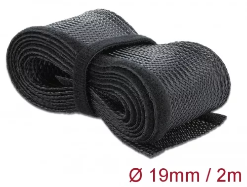 Delock Fonott kábelharisnya tépozárral 2 m x 19 mm fekete (DL-18857)