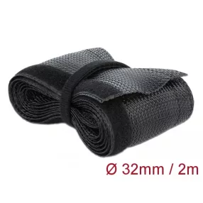   Delock Fonott kábelharisnya tépozárral 2 m x 32 mm fekete (DL-18858)