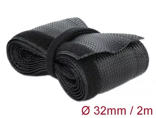 Delock Fonott kábelharisnya tépozárral 2 m x 32 mm fekete (DL-18858)