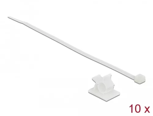 Delock Fehér, 25 x 18 mm-es kábelfogó H 200 x Sz 3,6 mm - kábellel (DL-18877)