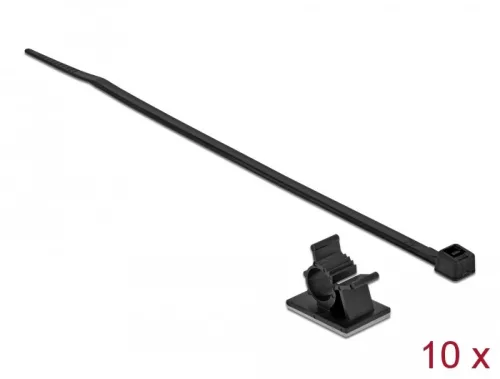 Delock Fekete, 25 x 18 mm-es kábelfogó H 200 x Sz 3,6 mm - kábellel (DL-18878)