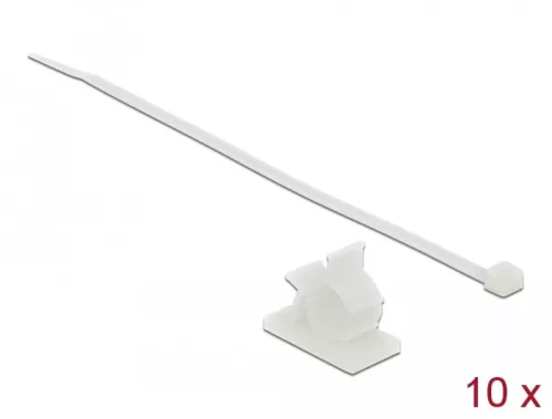 Delock Fehér, 37 x 18 mm-es kábelfogó H 300 x Sz 4,8 mm - kábellel (DL-18879)