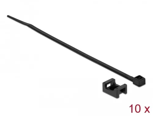 Delock Fekete csavart biztosító foglalat készlet 15 x 10 mm H 200 x Sz 3,6 mm kábellel (DL-18884)