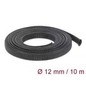   Delock Fonott kábelharisnya nyújtható 10 m x 12 mm fekete (DL-18902)