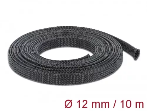 Delock Fonott kábelharisnya nyújtható 10 m x 12 mm fekete (DL-18902)