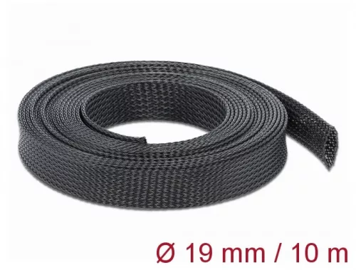 Delock Fonott kábelharisnya nyújtható 10 m x 19 mm fekete (DL-18903)