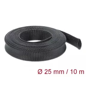   Delock Fonott kábelharisnya nyújtható 10 m x 25 mm fekete (DL-18904)