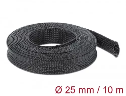 Delock Fonott kábelharisnya nyújtható 10 m x 25 mm fekete (DL-18904)