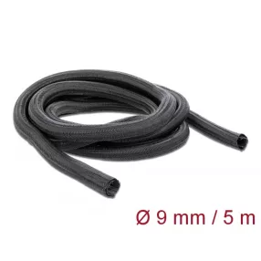   Delock Fonott kábelharisnya önzáródó 5 m x 9 mm fekete (DL-18905)
