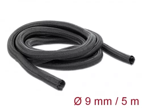Delock Fonott kábelharisnya önzáródó 5 m x 9 mm fekete (DL-18905)