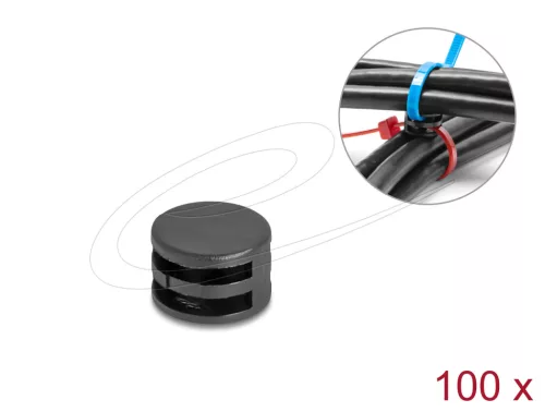 Delock Kábelkötegelő rögzítő csatolója átmérő 12 x magasság 8 mm 90 -ban csavarható fekete 100 db. (DL-18913)
