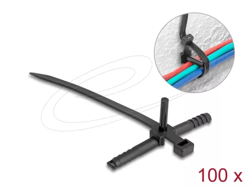 Delock Kábelkötegelő tiplivel Hx 150 x Sz 7,0 mm fekete 100 db. (DL-18914)