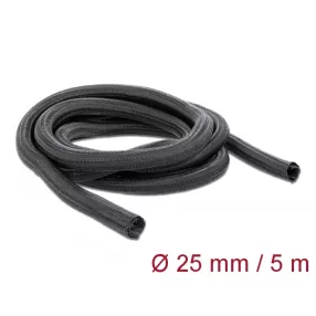   Delock Fonott kábelharisnya önzáródó 5 m x 25 mm fekete (DL-18920)