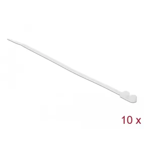   Delock Kábelkötöző szorító fűzőlyukkal Hx 200 x Sz 4,8 mm, 10 darab fehér (DL-18945)