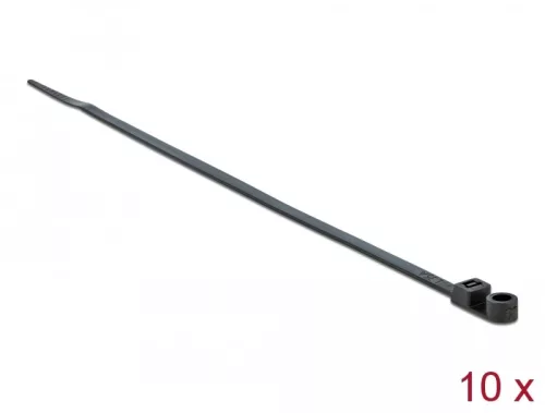 Delock Kábelkötöző szorító fűzőlyukkal Hx 300 x Sz 4,8 mm, 10 darab fekete (DL-18951)