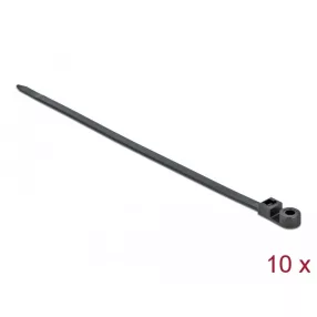   Delock Kábelkötöző szorító fűzőlyukkal Hx 300 x Sz 7,6 mm, 10 darab fekete (DL-18952)