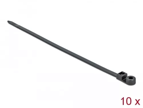 Delock Kábelkötöző szorító fűzőlyukkal Hx 300 x Sz 7,6 mm, 10 darab fekete (DL-18952)