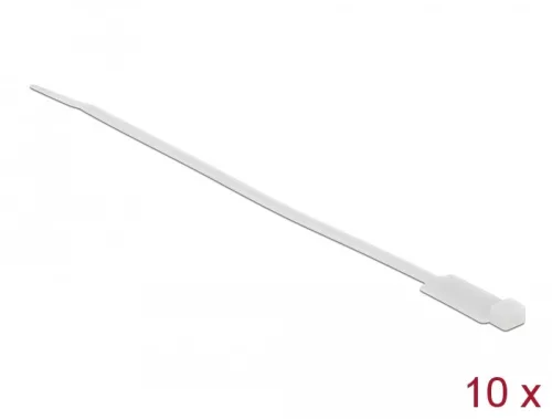 Delock Kábelkötöző címkével Hx 190 x Sz 4,8 mm, 10 darab fehér (DL-18956)