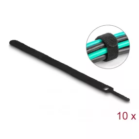   Delock Befűzős kábelkötegelő hossza 200 mm fekete 12 mm, 10 db. (DL-19011)