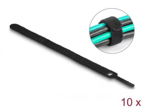 Delock Befűzős kábelkötegelő hossza 200 mm fekete 12 mm, 10 db. (DL-19011)