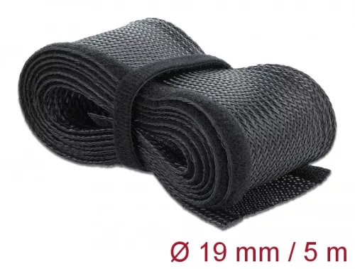 Delock Fonott kábelharisnya tépőzárral 5 m x 19 mm fekete (DL-19050)