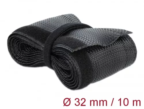 Delock Fonott kábelharisnya tépőzárral 10 m x 32 mm fekete (DL-19059)