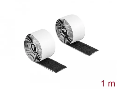 Delock Velcro öntapadó tépőzáras szalag-szett, H 1 m és Sz 25 mm fekete (DL-19060)
