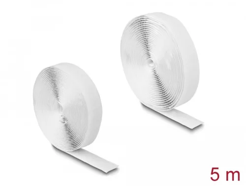Delock Öntapadó tépőzáras szalag-szett, H 5 m és Sz 20 mm fehér (DL-19062)