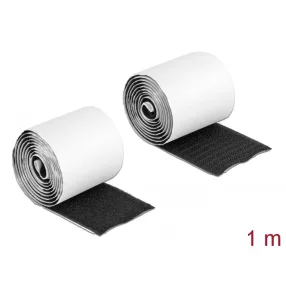   Delock Velcro öntapadó tépőzáras szalag-szett, H 1 m és Sz 50 mm fekete (DL-19063)