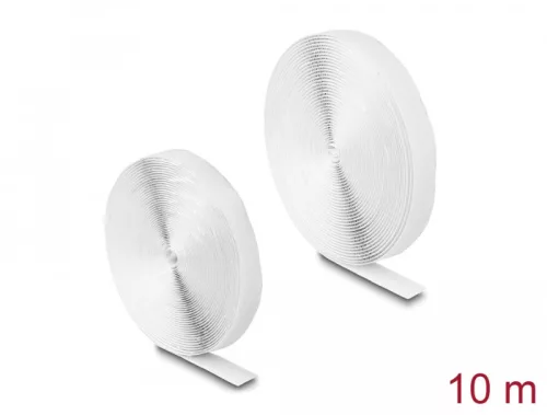 Delock Öntapadó tépőzáras szalag-szett, H 10 m és Sz 20 mm fehér (DL-19065)
