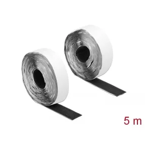   Delock Velcro öntapadó tépőzáras szalag-szett, H 5 m és Sz 25 mm fekete (DL-19072)