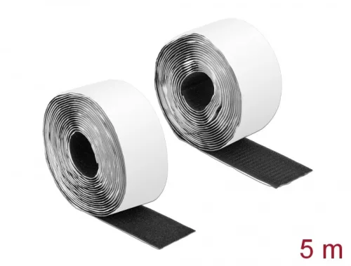 Delock Velcro öntapadó tépőzáras szalag-szett, H 5 m és Sz 50 mm fekete (DL-19073)