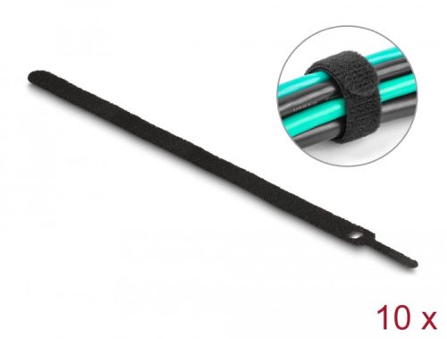 Delock Befűzős kábelkötegelő hossza 300 mm fekete 12 mm, 10 db.