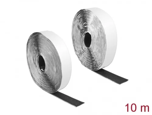 Delock Velcro öntapadó tépőzáras szalag-szett, H 10 m és Sz 25 mm fekete (DL-19081)