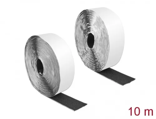 Delock Velcro öntapadó tépőzáras szalag-szett, H 10 m és Sz 50 mm fekete (DL-19094)