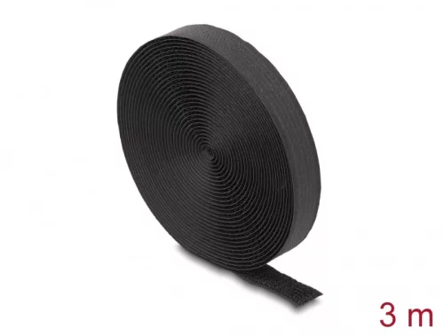 Delock Öntapadós szalag feltekercselve övvel Hx 3 m, Sz 20 mm fekete színű (DL-19111)