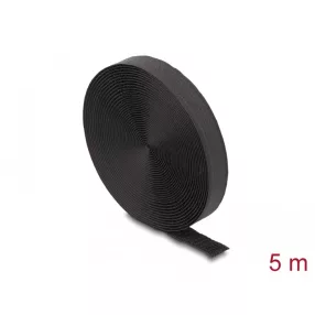   Delock öntapadós szalag feltekercselve övvel Hx 5 m, Sz 20 mm fekete színű (DL-19112)