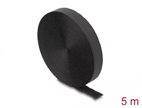 Delock öntapadós szalag feltekercselve övvel Hx 5 m, Sz 20 mm fekete színű (DL-19112)